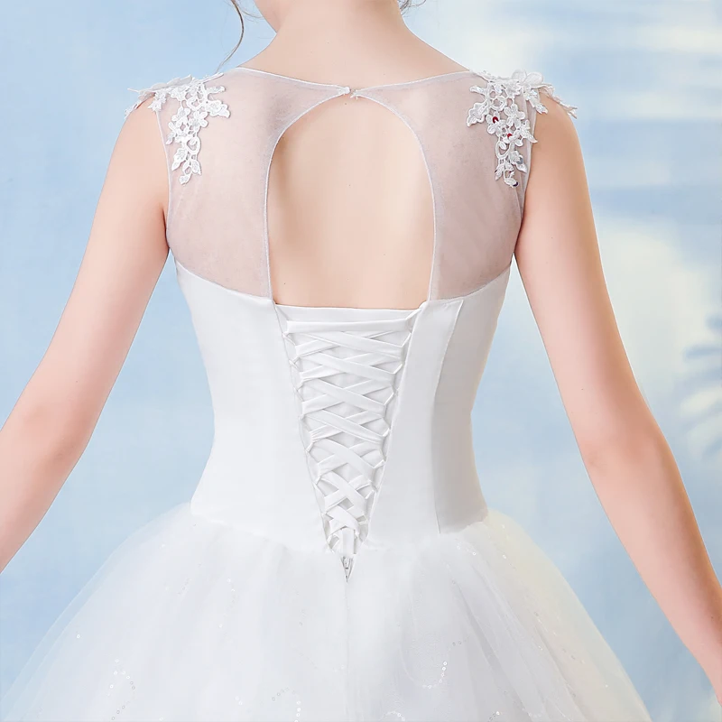 VLNUO NISA ใหม่แฟชั่น O-Neck ชุดแต่งงาน Elegant ลูกไม้ Appliques Backless Lace Up PLUS ขนาดเจ้าสาว Ball Gown ราคาถูก