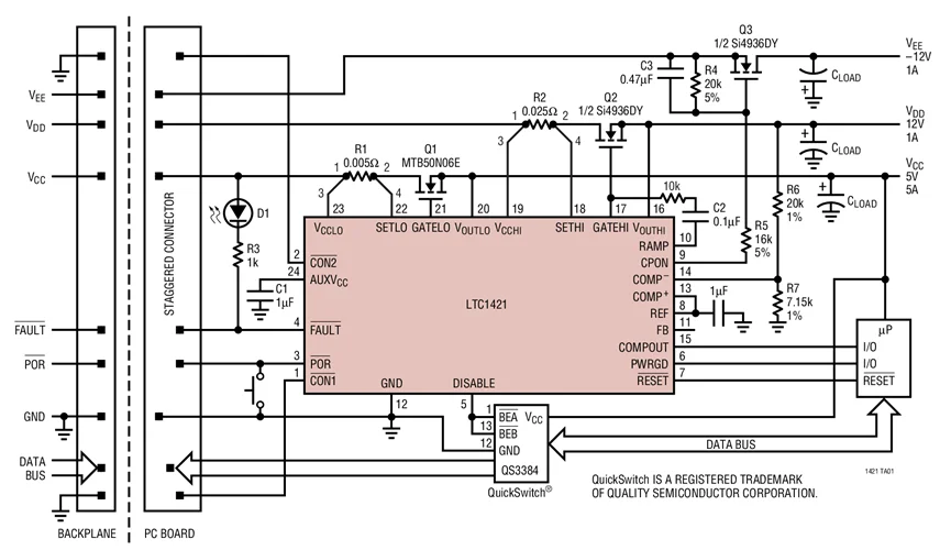 LTC1421CSW LTC1421CSW-2.5 LTC1421CG LTC1421CG-2.5 LTC1421 - คอนโทรลเลอร์ Hot Swap