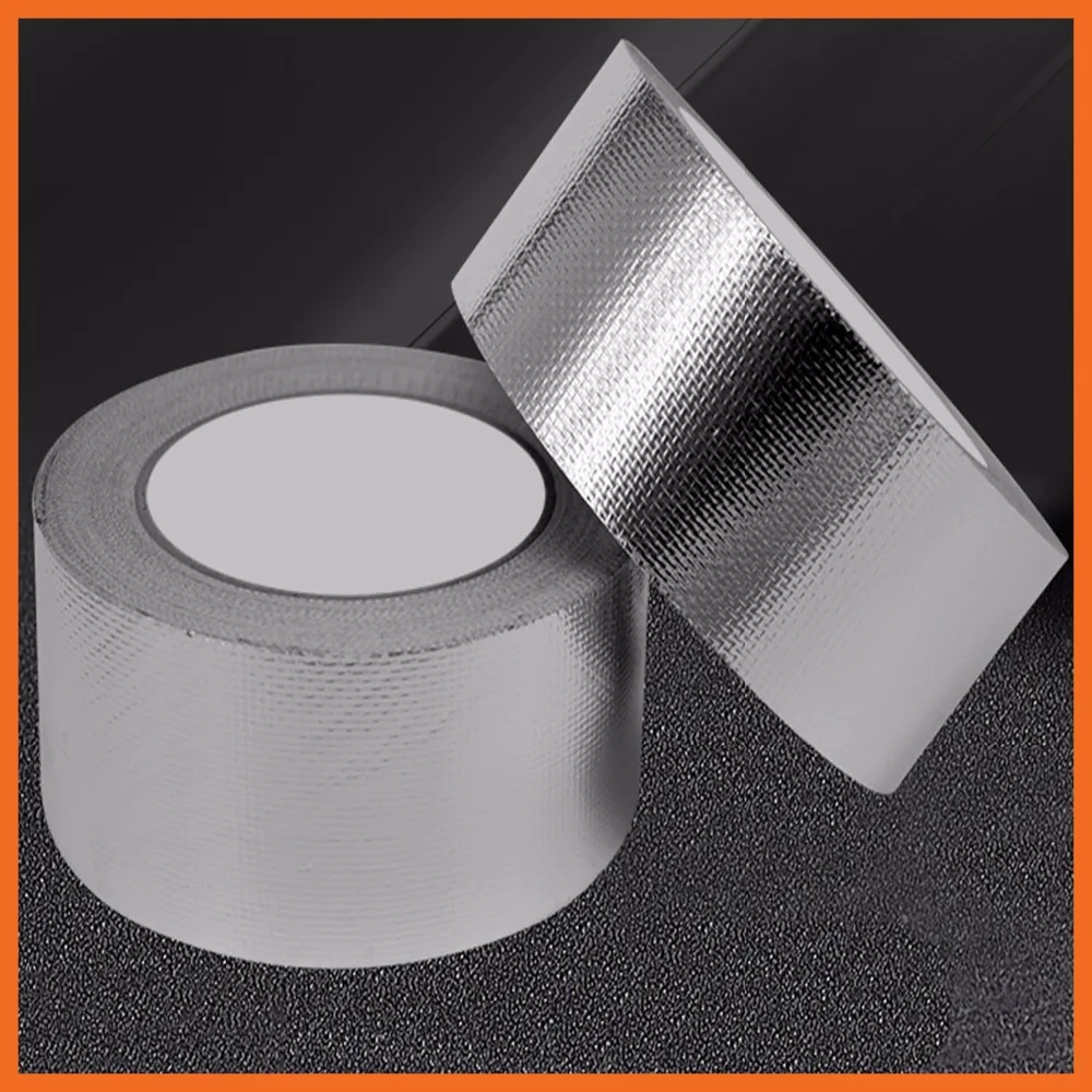 60mmx25m  Strong & Reliable Glass fiber Silver Aluminium Foil Tape Roll Ideal For Heat Reflection