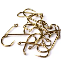 Anzuelos de pesca de acero de alto carbono, accesorios de aparejos de mar, Color dorado artificial, 8 #12 #14 #16 #, carpa única, 20 unidades por lote