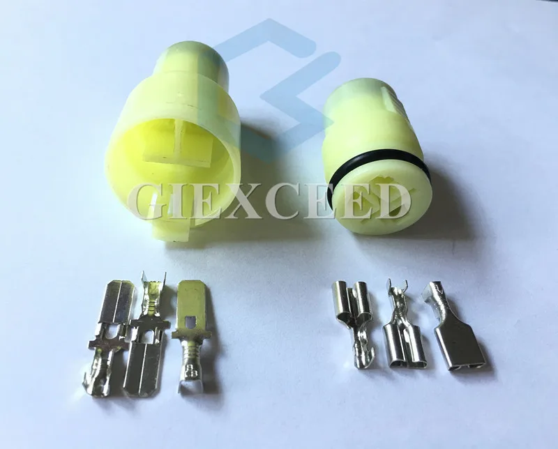 2 Sets 3 Pin 6.3 AC Assembly Automobile Waterproof Spark Plug Connector 6187-3551 6180-3541 Socket With Terminals