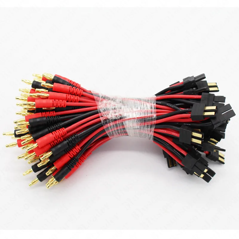 

Factory price 200pcs/ lot Traxxas male connector Charge cable 14 AWG Cable with 4.0 banana connector