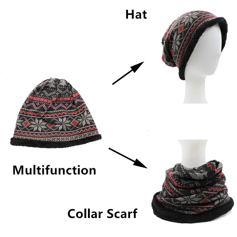 LOVINGSHA Skullies Beanies Girl Fashion Scarf Brand Autumn Winter Vintage Design Dual-use Hats For Women Warm Ladies HT061