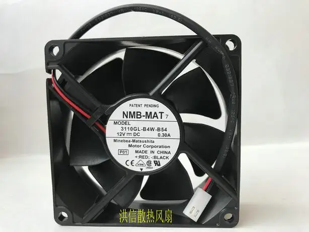 Original NMB-MAT 8025 3110gl-b4w-b54 0.30a 80*80*25mm ventilador do chassi da fonte de alimentação de 2 fios