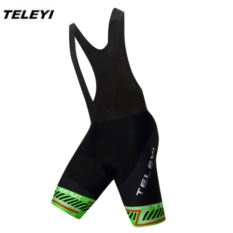 2019 TELEYI Green Cycling Bib Shorts Black bike bicycle padded shorts sleeve Sportswear MTB Clothing men Ropa Ciclismo maillot