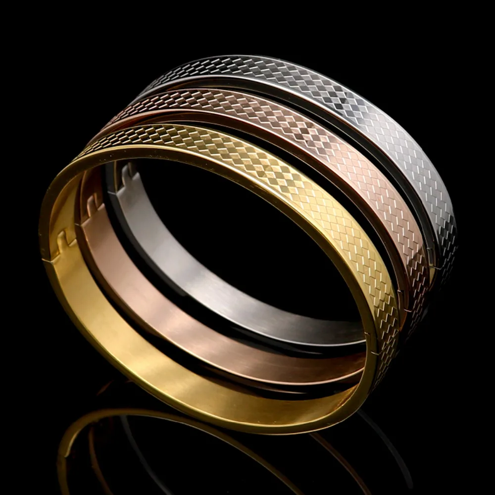 European Fancy Style Gold Color Love Couple Bracelet Stainless Steel Women Men Jewelry Trendy Brand Bracelets & Bangles