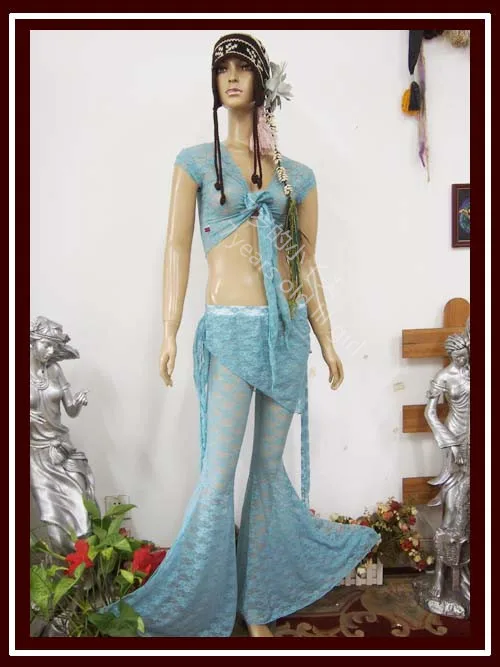 Lace Gothic Tribal Belly Dance Flare Broek Met Rok Pak DB73