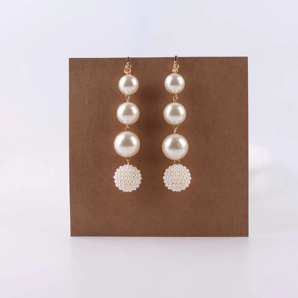 Long pearl clip on earrings charm pendant White Simulated-Pearl No Pierced Ear Cuff Accessories Earings Fashion Jewelry JIOFREE