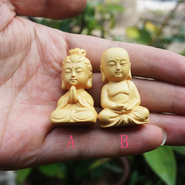 Natural Boxwood Beads Carved Guanyin Boddha Pendant Tiny Charms Mala Japa Beads Bracelet Jewellry Findings DIY Accessories