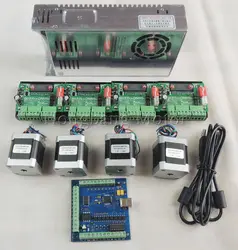 CNC mach3 USB 4 Axis Kit, 4pcs TB6560 stepper driver+ mach3 USB stepper motor controller board+ 4pcs nema17 motor +power supply