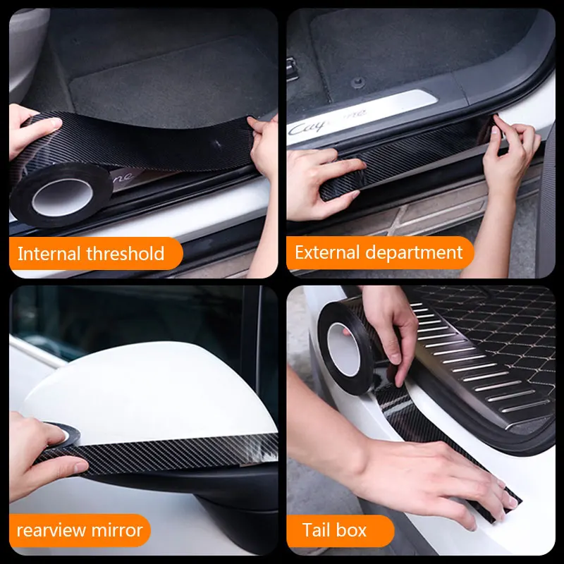 SEAMETAL in fibra di carbonio Car soglia Protector Sticker 5D Anti Scratch Door Edge pellicola protettiva impermeabile Nano Tape per auto