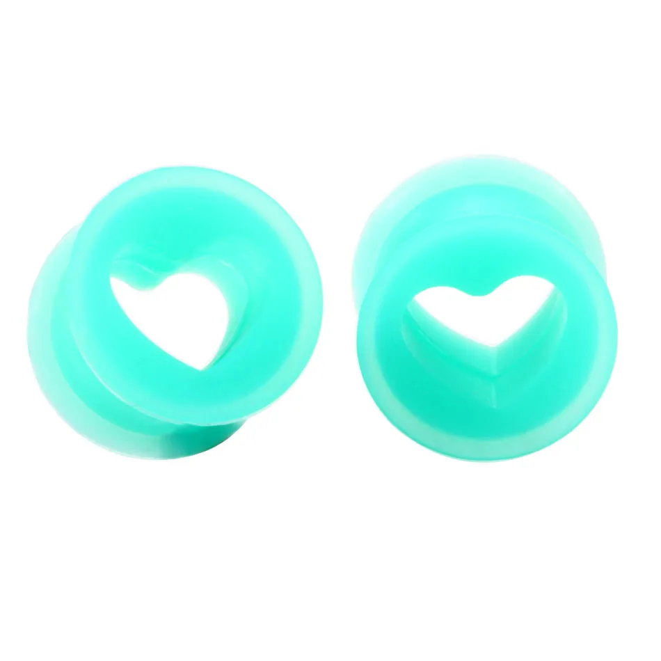 Ear Stretcher Expander Unisex Body Piercing Jewelry 1Pair Silicone Ear Plugs and Tunnels Hollow Heart Shape Ear Gauges