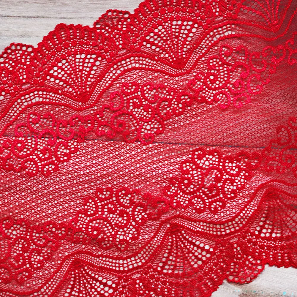 2Yards 22.5cm di larghezza rosso Vintage decorazione dei capelli ampio elastico elasticizzato pizzo Trim abito da sposa gonna biancheria intima