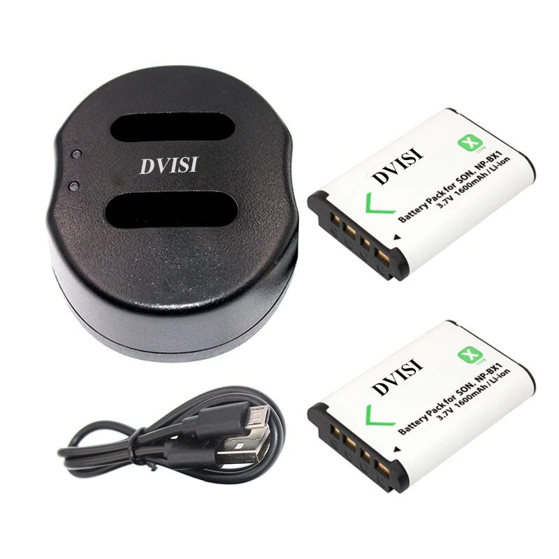 2pcs/set NP-BX1 NP BX1 Camera Batteries with USB Dual Charger for Sony HDR-AS100v AS30 AS15 DSC-RX100 HX400 WX350 Camera