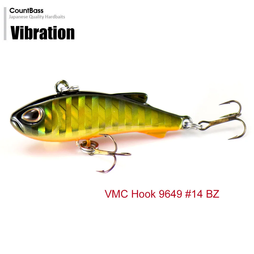 Countbass Mini Vibration 40mm 1-37/64" 3,6g 1/8 oz. Mit VMC-Haken, Sinnking Hardbait Angelköder-Wobbler – Detail 3
