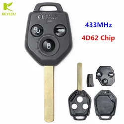 KEYECU 3 Bottoni Uncut Chiave Keyless Fob A Distanza 433MHz 4D62 Chip per Subaru Forester Legacy Outback 2008-2014 P/N: 88049SC000