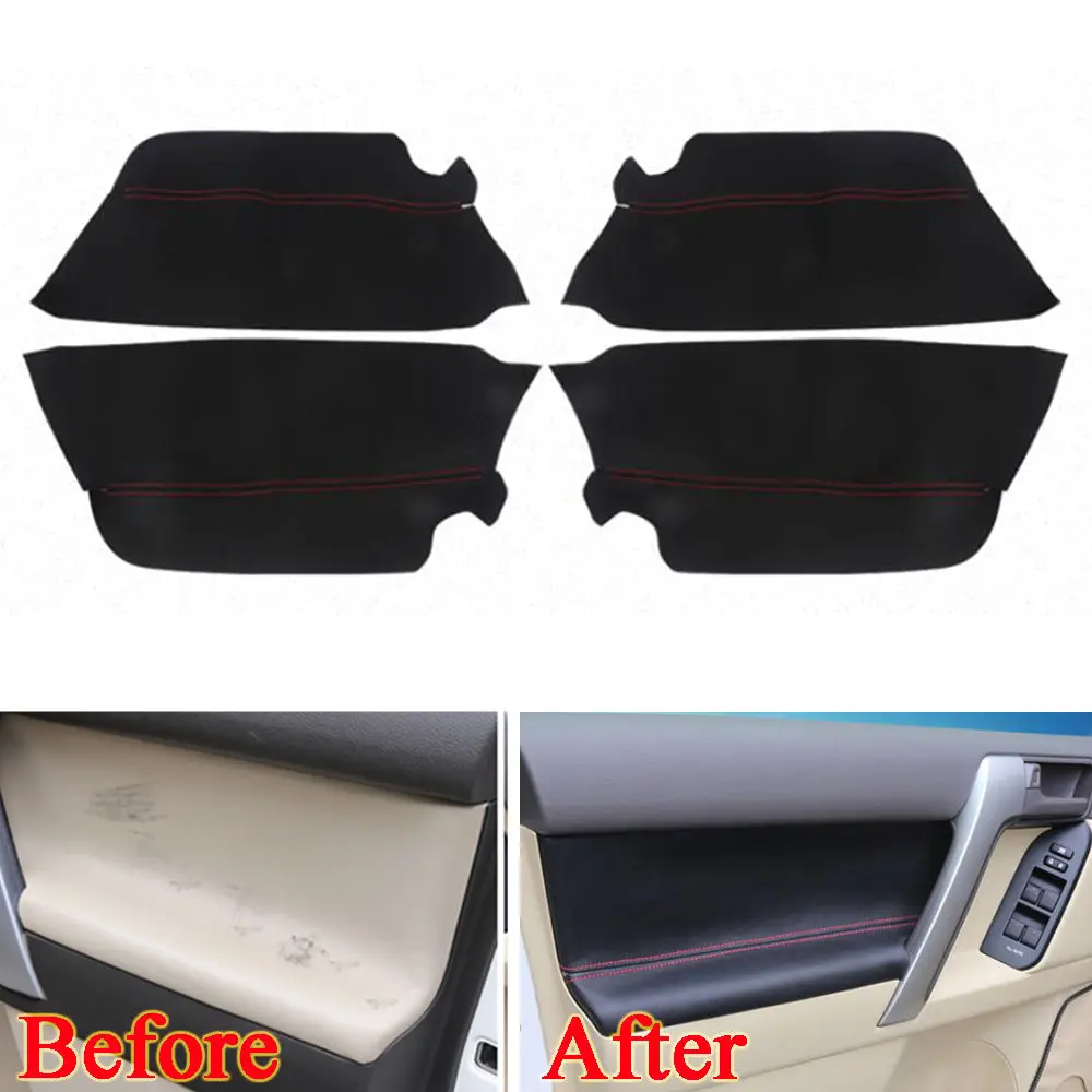 For Toyota Prado PU Leather Door Armrest Cover Trim Decor Panel Car-Covers Interior Anti-scratch Car Styling Accessories 2010-16