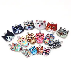 Multi Enamel Charms for Jewelry Making Floating Metal Owl Cat Pendant for Living Floating Glass Women DIY Fashion Necklace