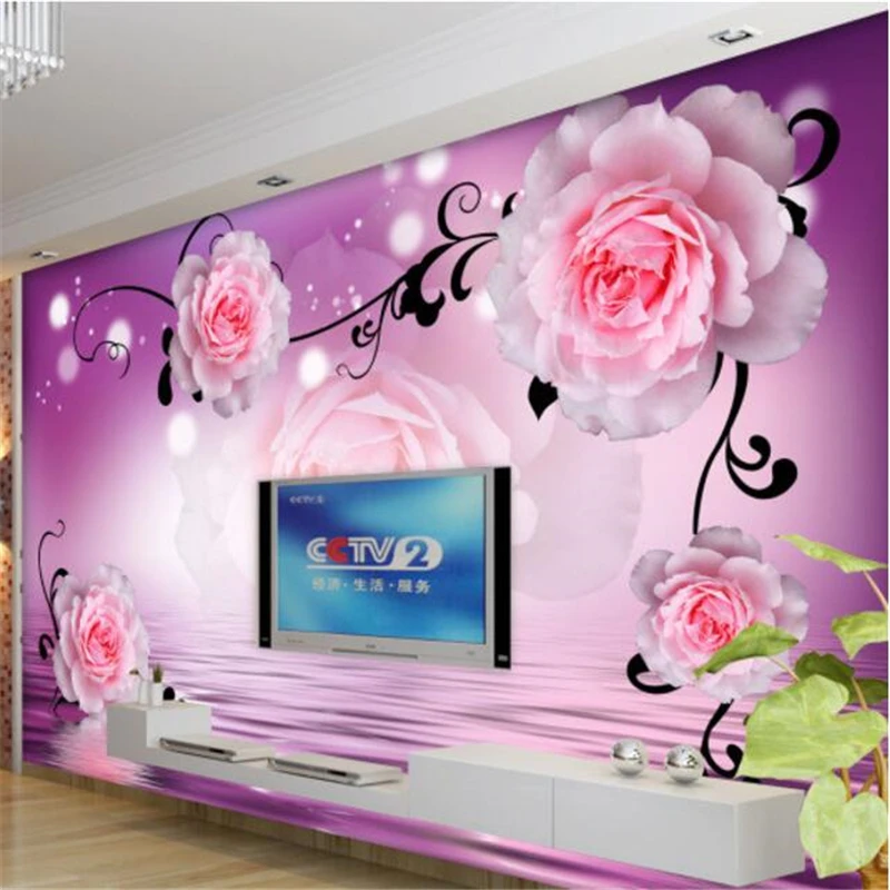 

wellyu Custom Photo Wallpaper 3D Murals обои Water Rose House Living Room Wall Decorative Painting papel de parede 3d wallpaper