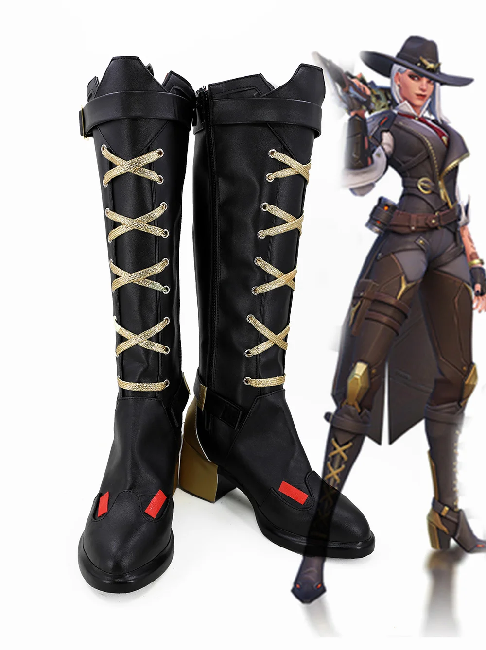 

Elizabeth Caledonia Shoes Cosplay OW Ashe Elizabeth Caledonia Calamity Cosplay Boots Shoes Custom Made Any Size