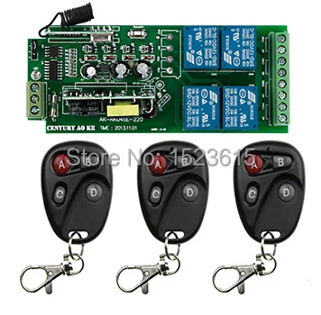 

85v~250V 110V 220V 230V 4CH RF Wireless Remote Control Relay Switch Security System Garage Doors, Rolling Gate Electric Doors