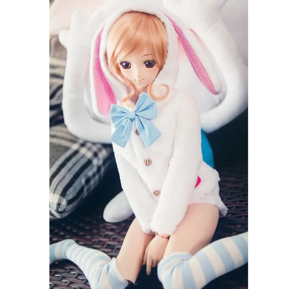 [wamami] 4pcs White Cute Bunny Coat/Shorts/Socks/Bow-Knot For 1/4 MSD 1/3 1/6 SD DZ AOD Luts Dollfie