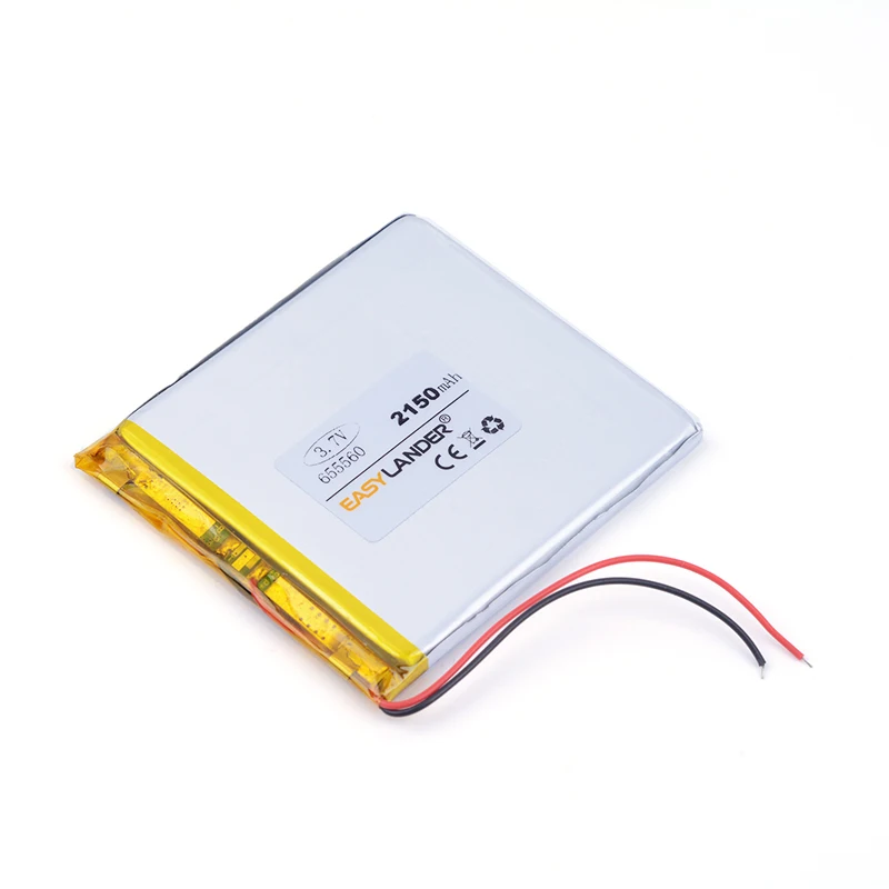3.7V 2150mAh 655560 Rechargeable Lithium Li-ion Li Polymer Battery