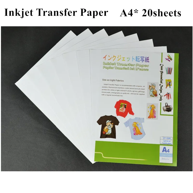 

(A4*20pcs) Inkjet Heat Transfer Paper for Garment Thermal Fabric Transfer Paper Cheap Papier Transfert HT-150R