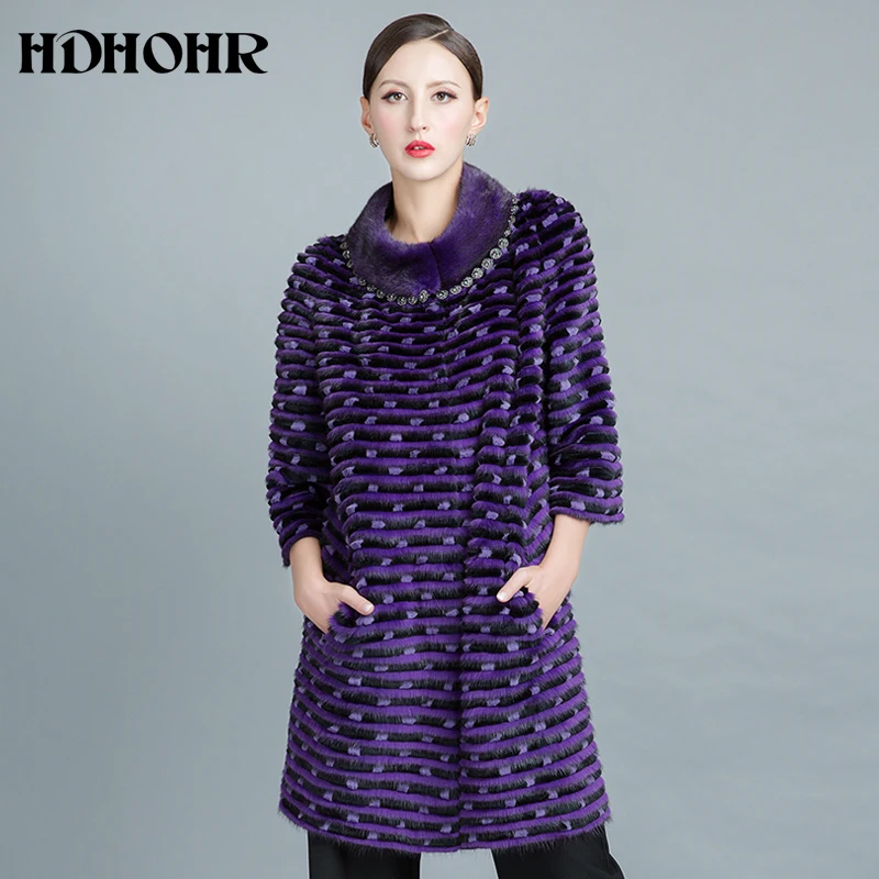 HDHOHR 2024 New Winter Women Fur Coats Real Mink Fur Coats Genuine Leather Short Fur Jacket Warm  Long Outerwear New Fur Clothes