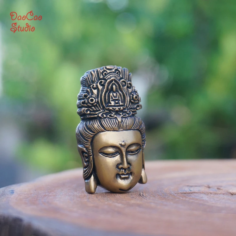 

25mm Bronze Beads Carved GuanYin Buddha Pandent Brass Guru Bead Copper Mala Japa Bracelet Jewellry Findings