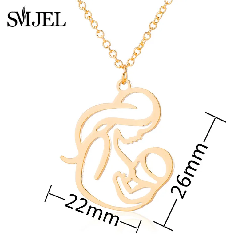SMJEL New Family MUM Stainless Steel Necklaces for Women Fashion Mom Necklace Collier Jewelry Mother\'s Day Gift Dropshiping