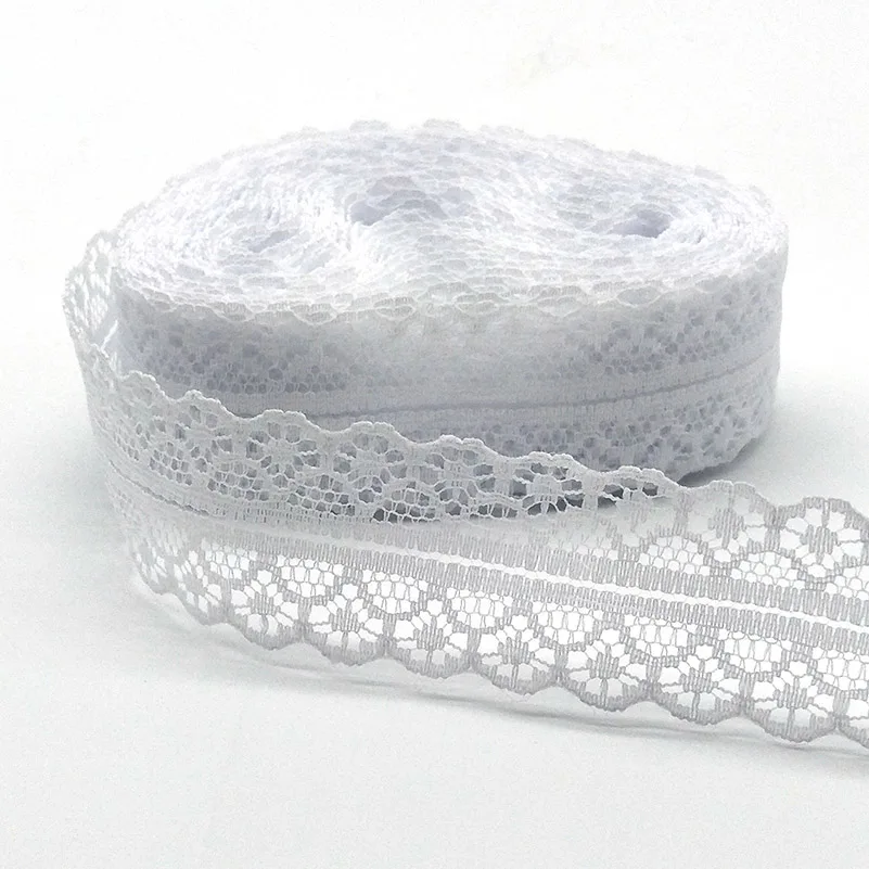 High Quality 10 Yards White Lace Ribbon Tape Width 28MM Trim Fabric DIY Embroidered  For Sewing Decoration African Lace Fabric