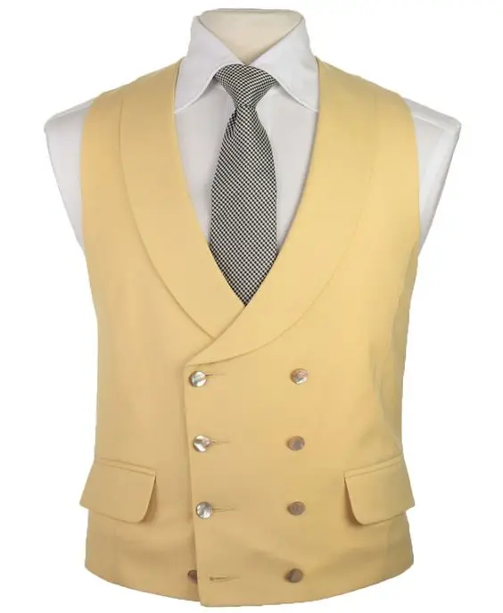 Latest Coat Pant Designs Champagne Beige Ivory Vest Double Breasted Vests Shawl Lapel Waistcoat Slim Fit Tuxedo Terno Masculino