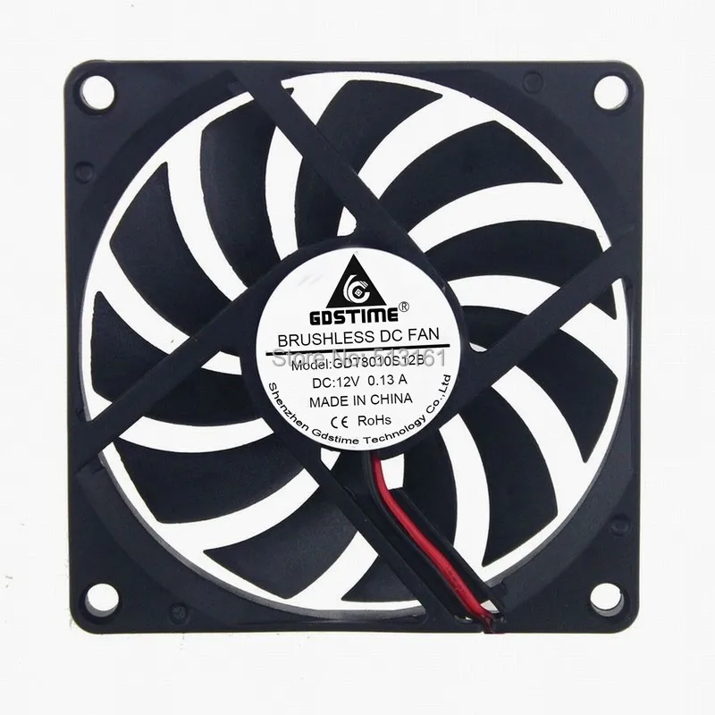 Imagem -03 - Gdstime 12 v 2pin cm 80 mm 80x80x10 mm Brushless dc Ventilador de Refrigeração Caixa do Computador Cpu Dissipador de Calor do Radiador Refrigerador 8010 100 Peças Lote