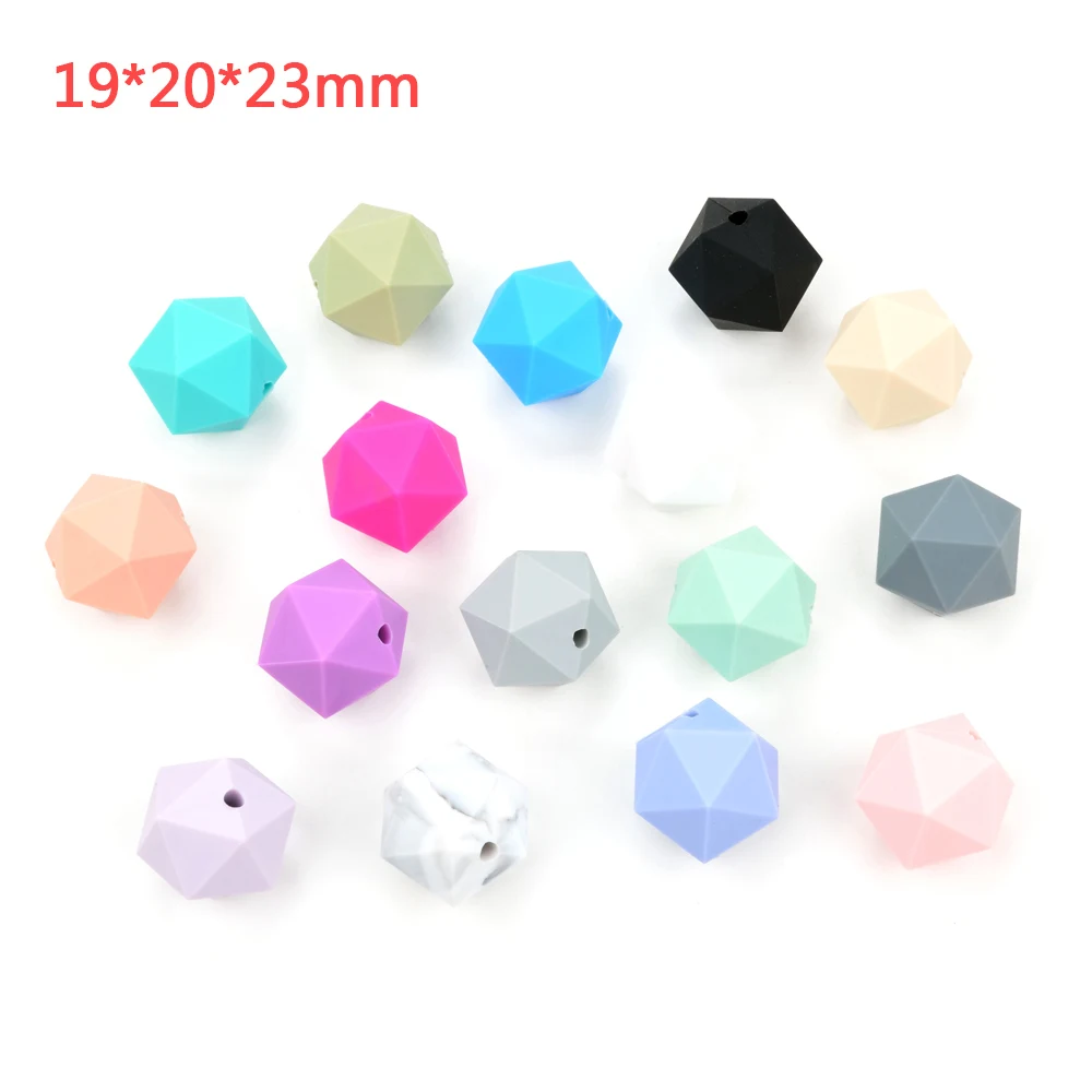 Silicone Beads For Teether DIY 50pieces/lot Icosahedron Beads Better Than Hexagon Make Chewable Teething Necklace Jewelry