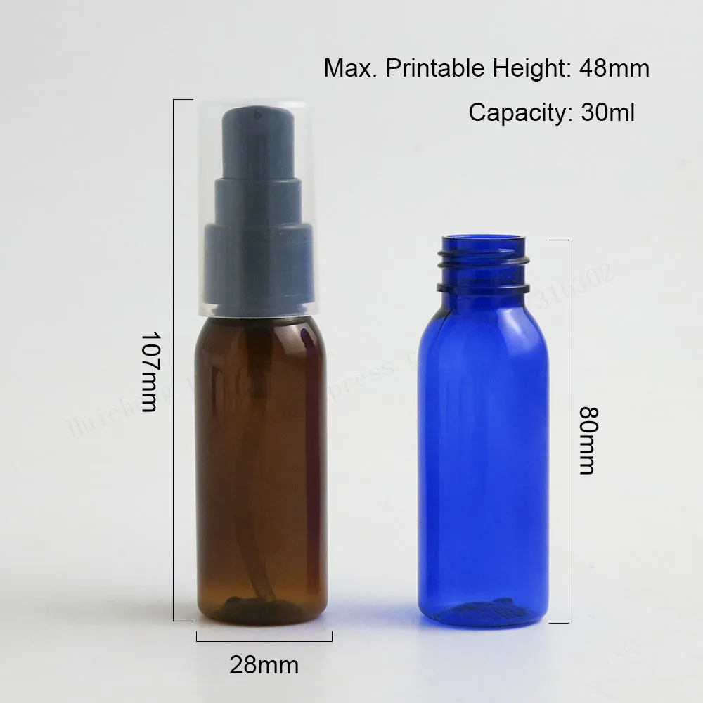 50 X 30ml Empty Travel  PET Refillable Plastic Lotion Pump Shampoo Cream Bottle  1oz Hand Washing Containers