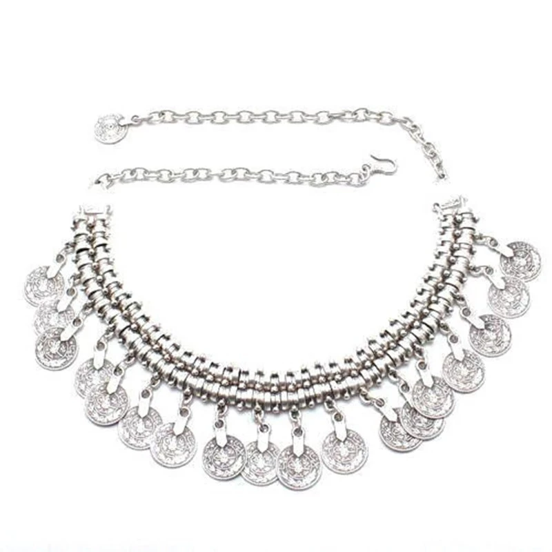 Bohemian Türkische Ethnische Metall Gypsy Strand Halsband Bib Münze Quaste Kragen Halskette Für Frauen Indischen Charme Turk Party Schmuck – Detail 5