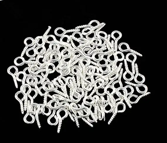 

1000pcs 6mmx13mm Silver Plated Screw Eyes Pin Bails Top Drilled Charm Findings,DIY Accessory,Jewelry Making