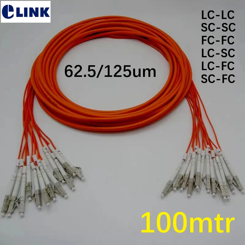 12 core 100M Patchcord LC-LC SC-SC LC-SC FC-FC LC-FC SC-FC MM 62.5/125um ftth Breakout 2.0mm LC SC FC optical fiber jumper ELINK