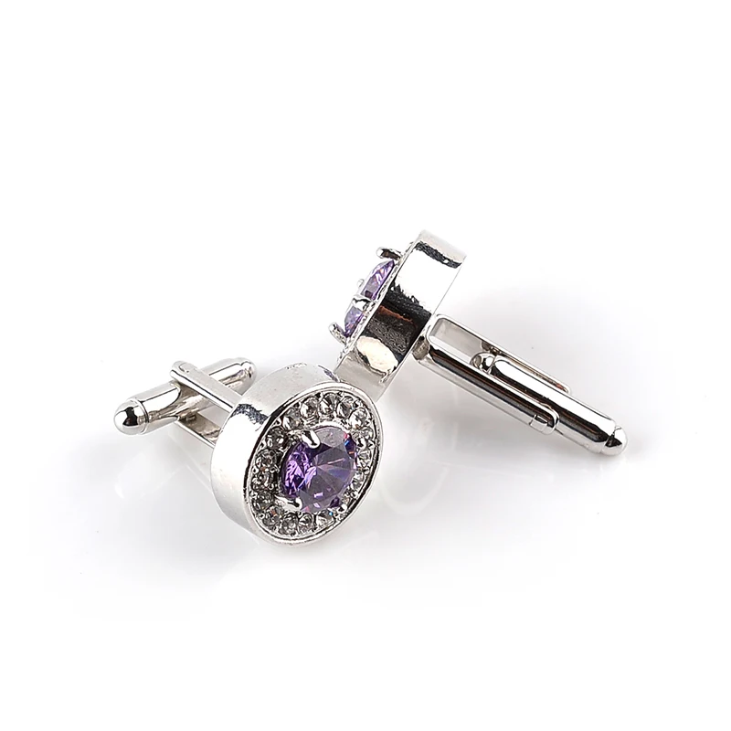 Luxury Cufflinks For Mens And Women Zircon white purple Crystal clear Cuff Button High Quality Accessoire gift for groom wedding - Image 5