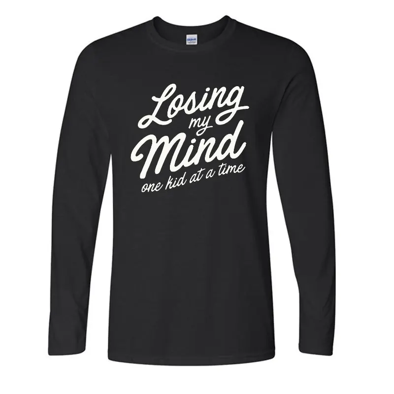 Mens O-neck T Shirts Losing My Mind Printed Fashion Men's Tops Men T-shirt Long Sleeve Men Tops Casual Tshirt