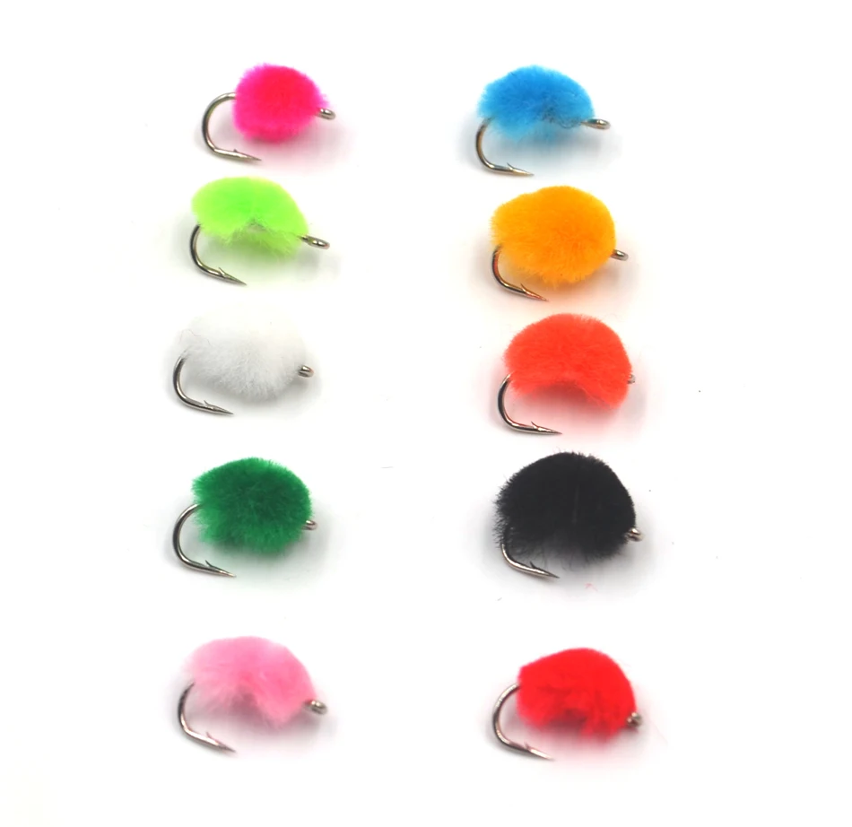 MNFT Mixed 10Pcs Glo Bug Egg Fly for Trout Egg Fly Hook 10 different Colors Trout Salmon Fly Fishing Lures