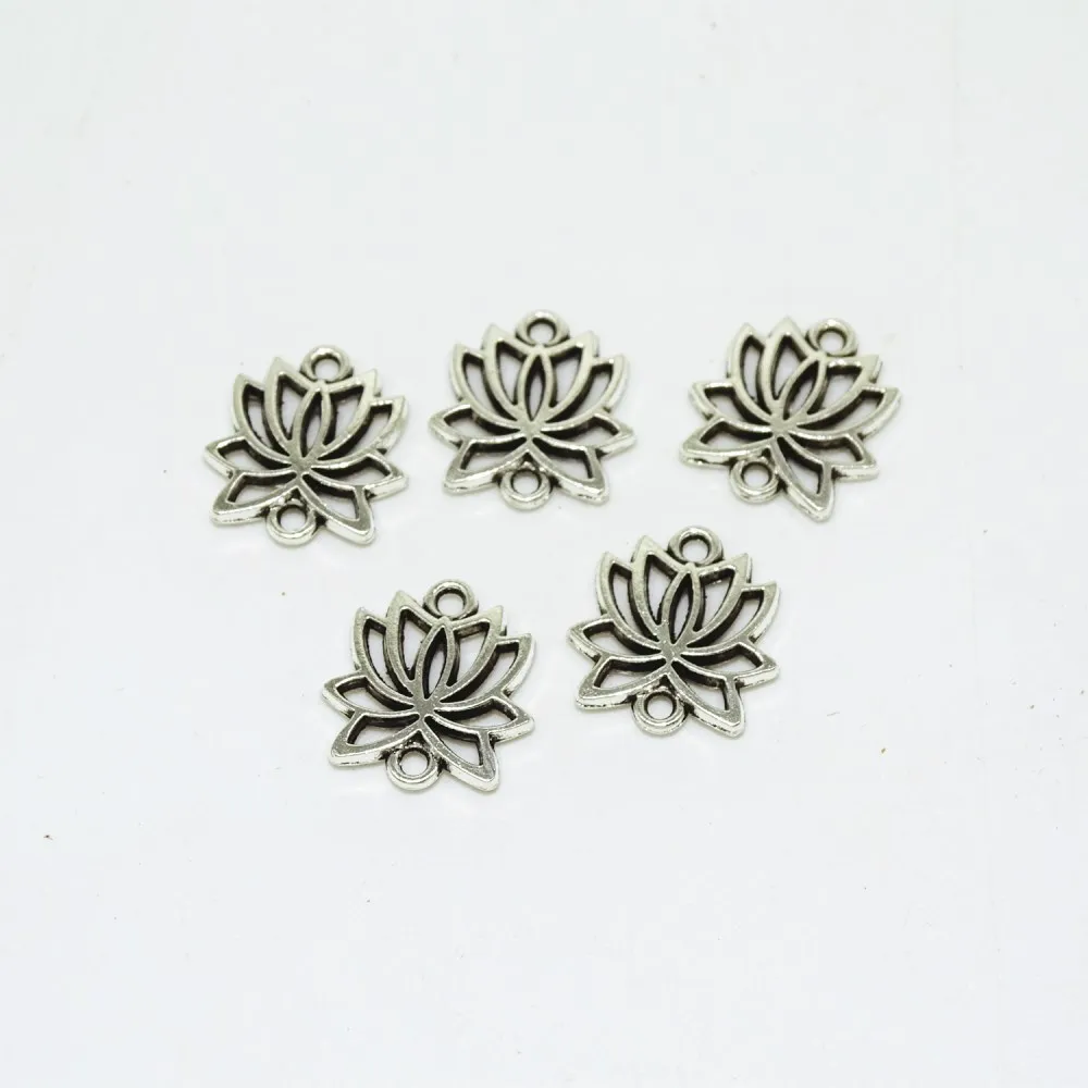 

DIY Jewelry Findings Wholesales Tibetan Silver Tone Lotus Flower Charms Pendants Connectors