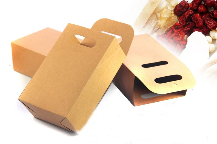 

10*15.5*6cm 100pcs Resealable Brown Stand Up Kraft Paper Bags Boxes Recyclable Wedding Gift Jewelry Food Package Paper Box