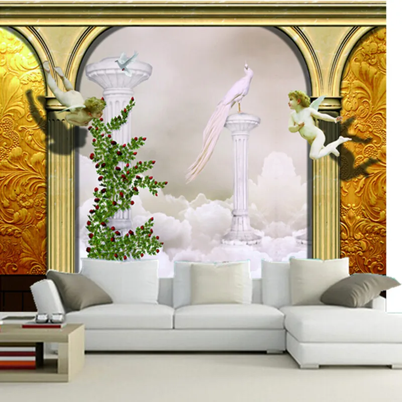 The custom 3D murals,European 3D mural, two lovely angels papel de parede,living room sofa TV wall bedroom wall paper