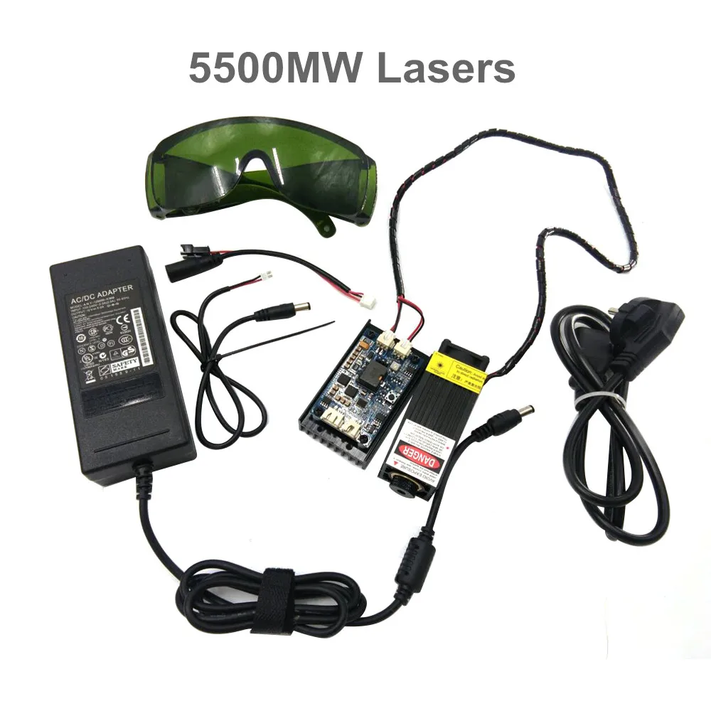 

Free Shipping 450nm 5500mW 12V High Power TTL Adjustable Focus Blue Laser Module DIY Laser engraver accessories 5.5W laser head