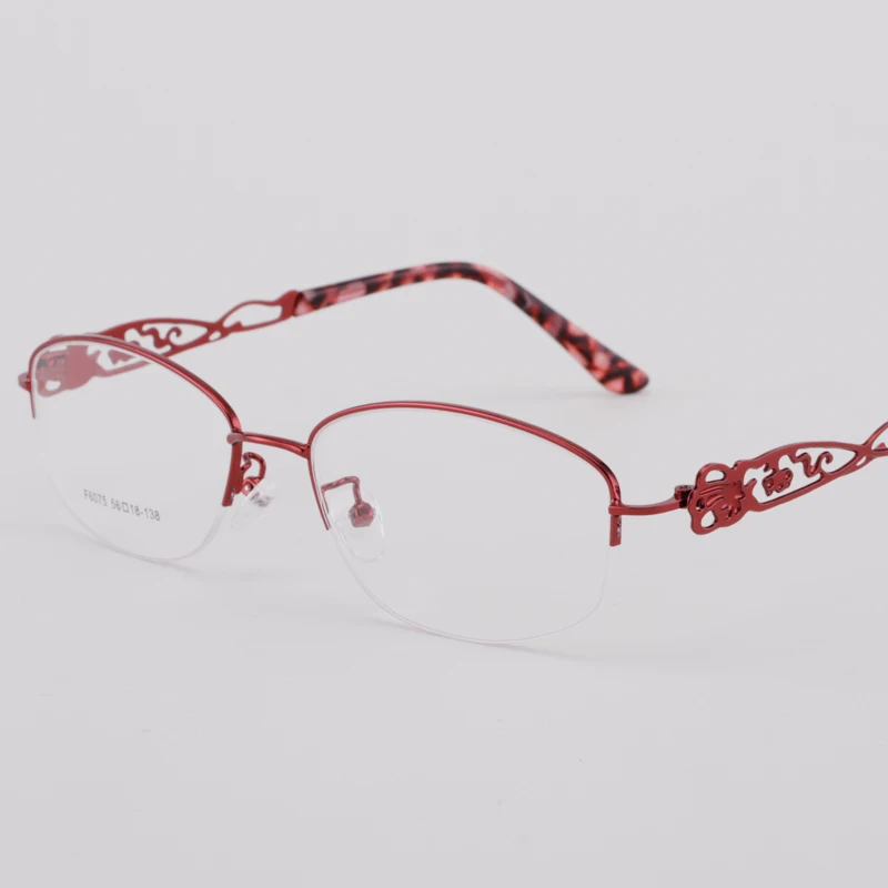 BCLEAR Lady Metal Alloy Hollow Half Rim Glasses Frames For Women Oval Brand Designer Optical Eyeglasses Fashion Eyewear 2019
