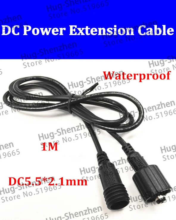 

2pcs Power supply DC 5.5 x 2.1mm Female to Male waterproof Plug Cable adapter extension cord 1M 100cm for LED Monitoring