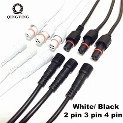 2 pairs/lot Waterproof Connector Cable 2/3/4 Core 40cm Length With Male Plug And Female Plug Adapter For LED Strip Lighting