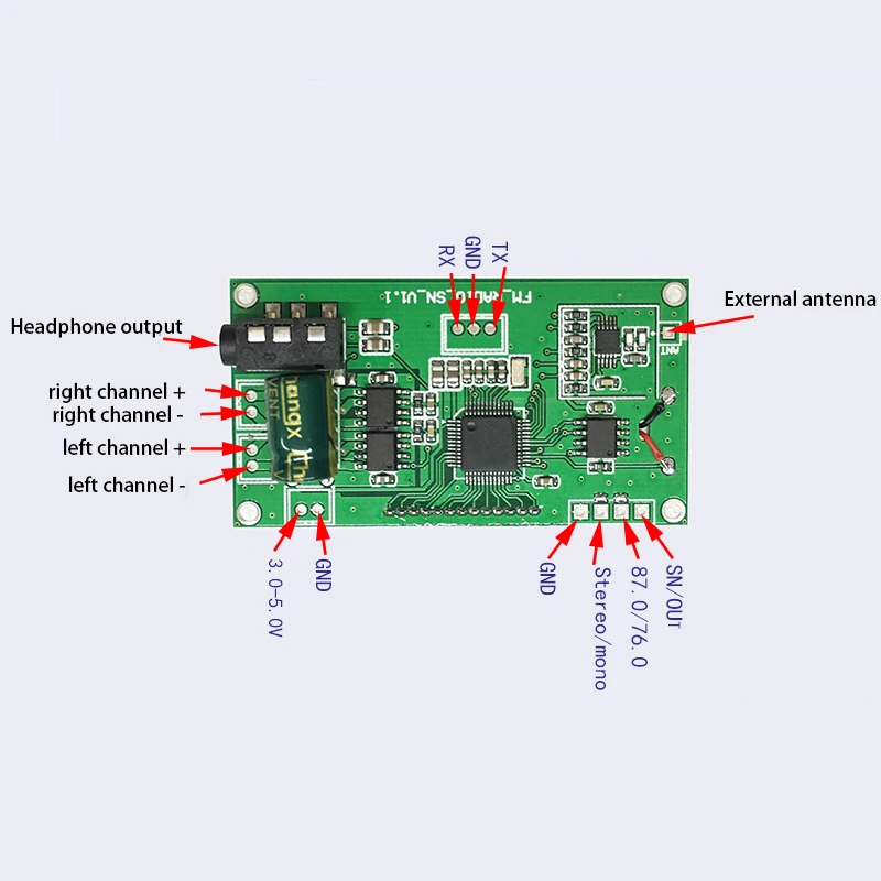 Modulo ricevitore FM 76.0MHz-108.0MHz modulazione di frequenza Wireless modulo Radio FM scheda ricevitore Radio digitale Radio fai da te